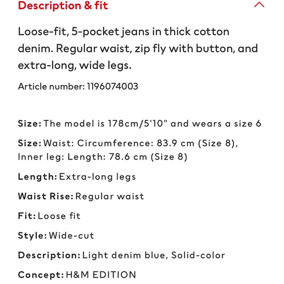 H&M wide regular jeans - Picture 4 of 6